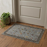 2' X 3' Black Gray And Brown Floral Medallion Area Rug