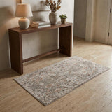 3' X 5' Gray Ivory And Brown Medallion Area Rug