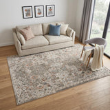 5' X 8' Gray Ivory And Brown Medallion Area Rug