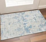 2' X 3' Ivory And Sky Blue Abstract Area Rug