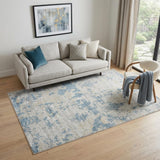 5' X 8' Ivory And Sky Blue Abstract Area Rug