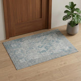 2' X 3' Gray Blue And Ivory Medallion Area Rug