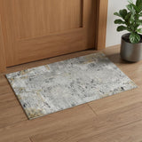 2' X 3' Gray Black And Ivory Abstract Area Rug