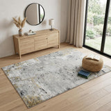 4' X 6' Gray Black And Ivory Abstract Area Rug
