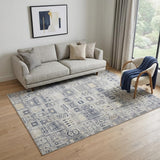 5' X 8' Ivory Black And Gold Ikat Area Rug