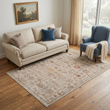 5' X 7' Ivory And Brown Floral Medallion Area Rug With Fringe