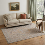 5' X 7' Blue And Sand Floral Medallion Area Rug With Fringe