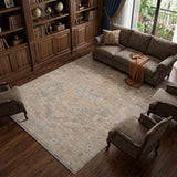 8' X 10' Blue And Sand Floral Medallion Area Rug With Fringe
