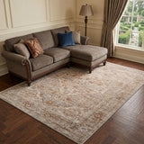 8' X 10' Beige And Brown Floral Medallion Area Rug With Fringe
