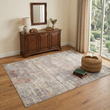 4' X 6' Gray Ivory And Brick Red Abstract Area Rug With Fringe