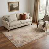 5' X 7' Beige And Brown Abstract Area Rug With Fringe