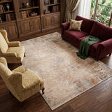 8' X 10' Beige And Brown Abstract Area Rug With Fringe
