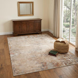 4' X 6' Beige And Brown Abstract Area Rug With Fringe