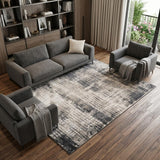 7' X 9' Gray And Ivory Abstract Area Rug