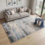 5' X 8' Blue Gray And Ivory Abstract Area Rug