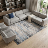7' X 9' Blue Gray And Ivory Abstract Area Rug