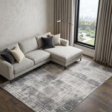 7' X 9' Cream And Gray Abstract Area Rug