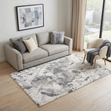5' X 8' Ivory And Gray Abstract Area Rug