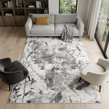 7' X 9' Ivory And Gray Abstract Area Rug