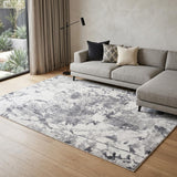 8' X 10' Ivory And Gray Abstract Area Rug
