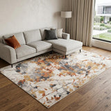 8' X 10' Ivory Orange And Gray Abstract Area Rug