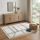 4' X 6' Ivory And Black Geometric Area Rug