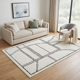 5' X 7' Ivory And Black Geometric Area Rug