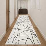3' X 10' Ivory And Black Abstract Runner Rug
