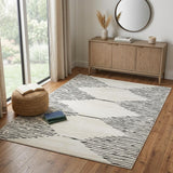 4' X 6' Ivory And Black Geometric Area Rug
