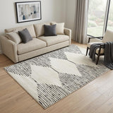 5' X 7' Ivory And Black Geometric Area Rug
