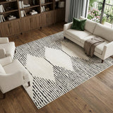 8' X 10' Ivory And Black Geometric Area Rug
