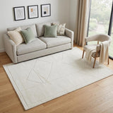 5' X 7' Ivory And Off White Geometric Area Rug