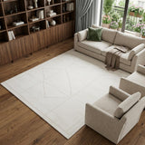 8' X 10' Ivory And Off White Geometric Area Rug