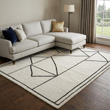8' X 10' Ivory And Black Geometric Area Rug