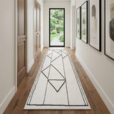 3' X 10' Ivory And Black Moroccan Runner Rug