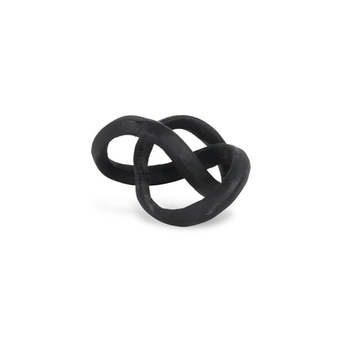 6" Black Cast Iron Modern Abstract Infinity Knot Tabletop Sculpture