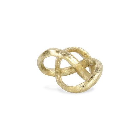 6" Gold Cast Iron Modern Abstract Infinity Knot Tabletop Sculpture
