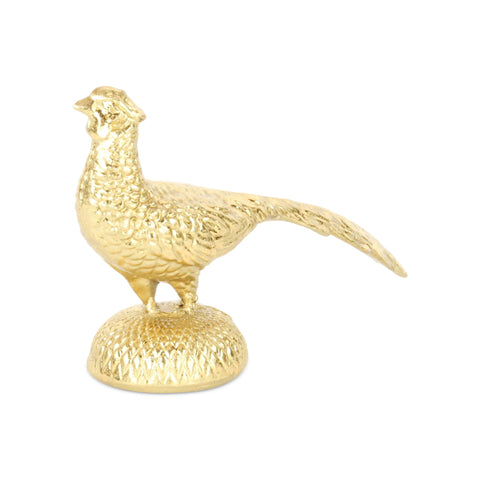 7" Gold Cast Iron Peacock Tabletop Sculpture