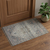 2' X 3' Light Blue Gray And Pink Oriental Hand Woven Area Rug With Fringe