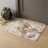 2' X 3' Ivory Orange And Gray Abstract Area Rug