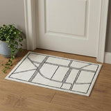 2' X 3' Ivory And Black Geometric Area Rug