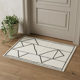 2' X 3' Ivory And Black Geometric Area Rug