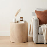 16" Natural Distressed Solid Wood Round End Table