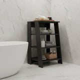 17" Black Wood Freestanding Bathroom Shelf