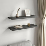 32" Set Of Two Dark Gray Wood Wall Mounted Floating Shelves