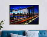Evening on the Manhattan Bridge Gold Framed Wall Art
