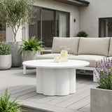34" White Rounded Aluminum Outdoor Coffee Table