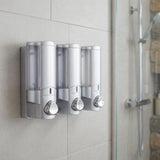 Gray Heavy Duty Plastic Three Chamber Wall Mount Soap Dispenser
