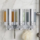 Silver Heavy Duty Plastic Three Chamber Wall Mount Soap Dispenser