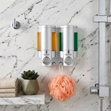 Gray Heavy Duty Plastic Two Chamber Wall Mount Soap Dispenser